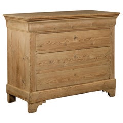 French 1880s Louis-Philippe Style Pine Four-Drawer Commode with Bracket Feet