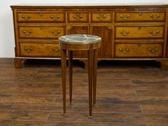 French 1880s Mahogany Guéridon Side Table with Faux Marble Painted Top
