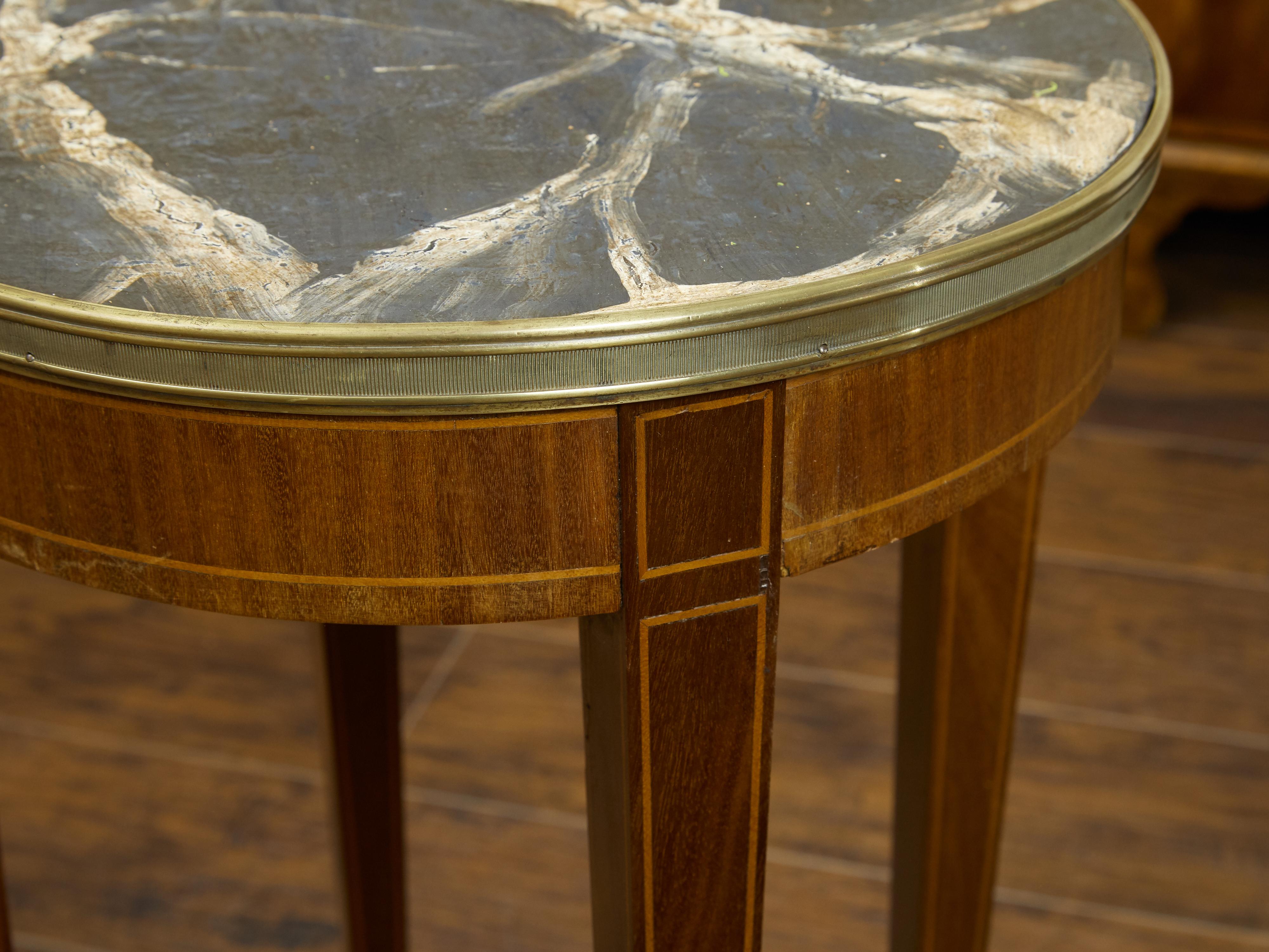 French 1880s Mahogany Guéridon Side Table with Faux Marble Painted Top In Good Condition For Sale In Atlanta, GA