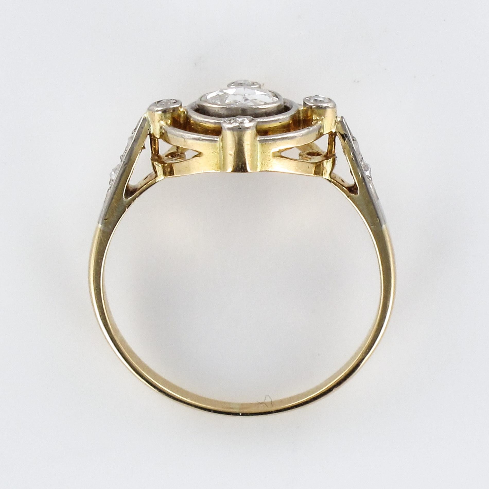 French 1890s 18 Karat Yellow Gold Rose-Cut Diamonds Ring 5