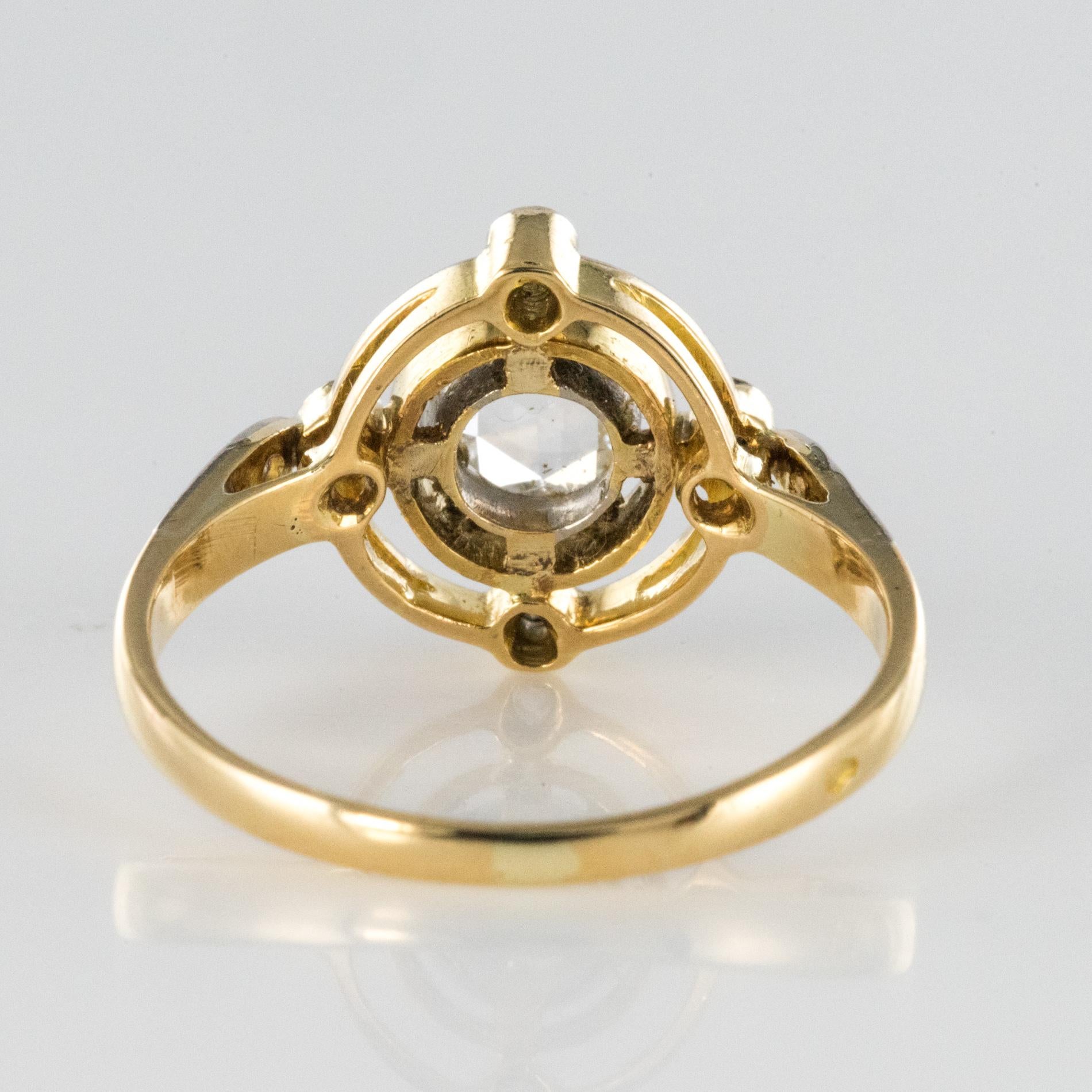 French 1890s 18 Karat Yellow Gold Rose-Cut Diamonds Ring 8