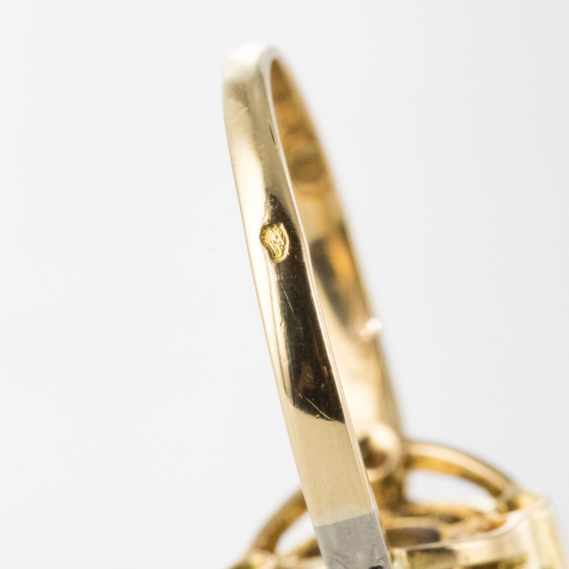 French 1890s 18 Karat Yellow Gold Rose-Cut Diamonds Ring 10