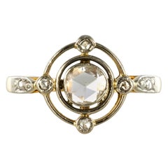 Antique French 1890s 18 Karat Yellow Gold Rose-Cut Diamonds Ring