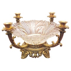 Französischer Baccarat-Kandelaber aus geschliffenem Kristallglas mit vergoldeter Bronze, 1890er Jahre