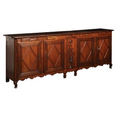 French 1890s Enfilade from Picardie with Drawers over Doors and Diamond Motifs