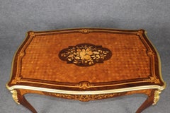 French 1890s Inlaid Louis XV Bronze Mounted French-Polished Writing Table Desk