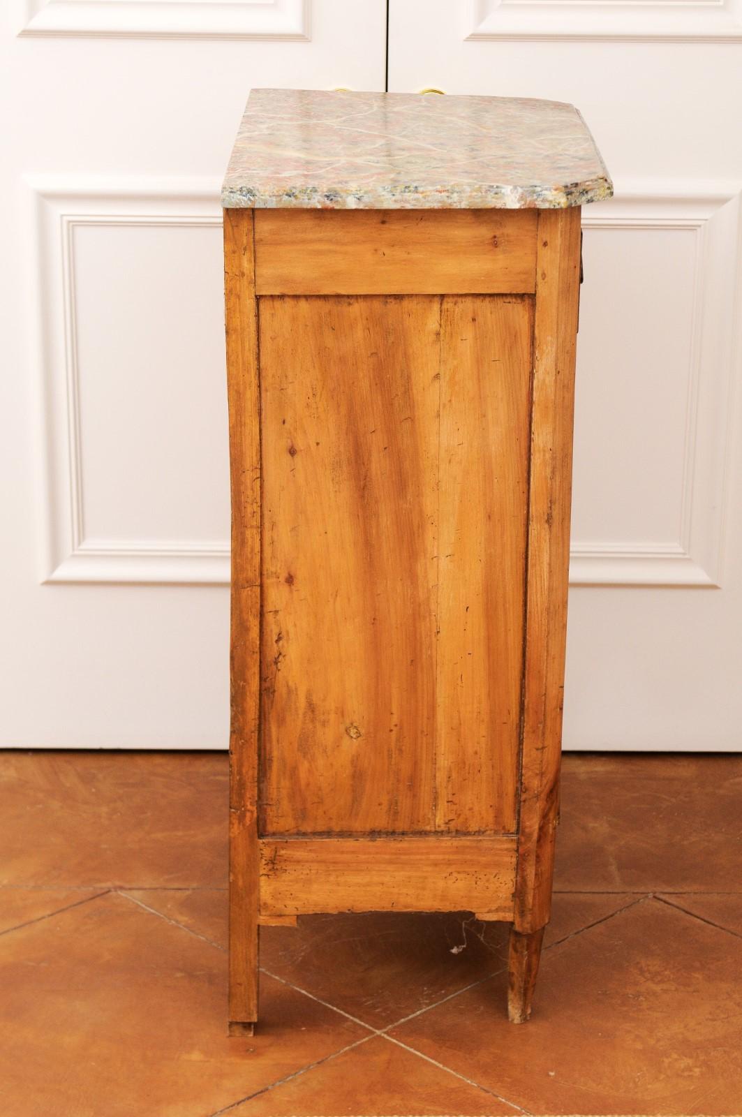 French 1890s Neoclassical Style Five Drawer Lingerie Chest with Faux Marble Top 4