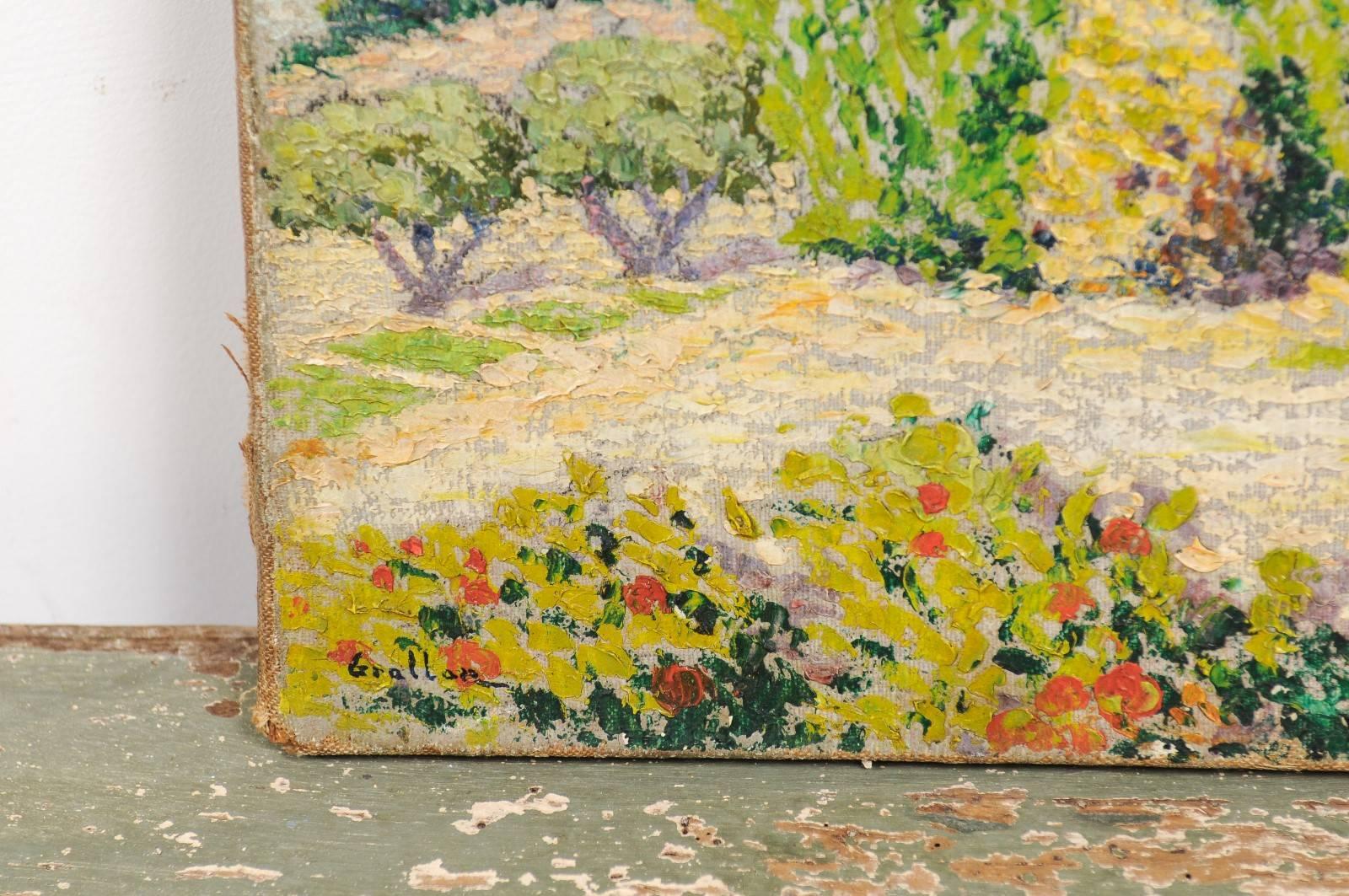 19th Century French 1890s Oil on Canvas Landscape Impressionist Painting from Aix-en-Provence