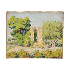 Antique French 1890s Oil on Canvas Landscape Impressionist Painting from Aix-en-Provence