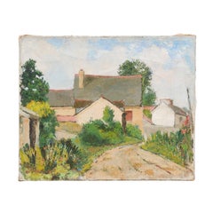 French 1890s Oil on Canvas Painting from Aix-en-Provence Depicting a Hamlet