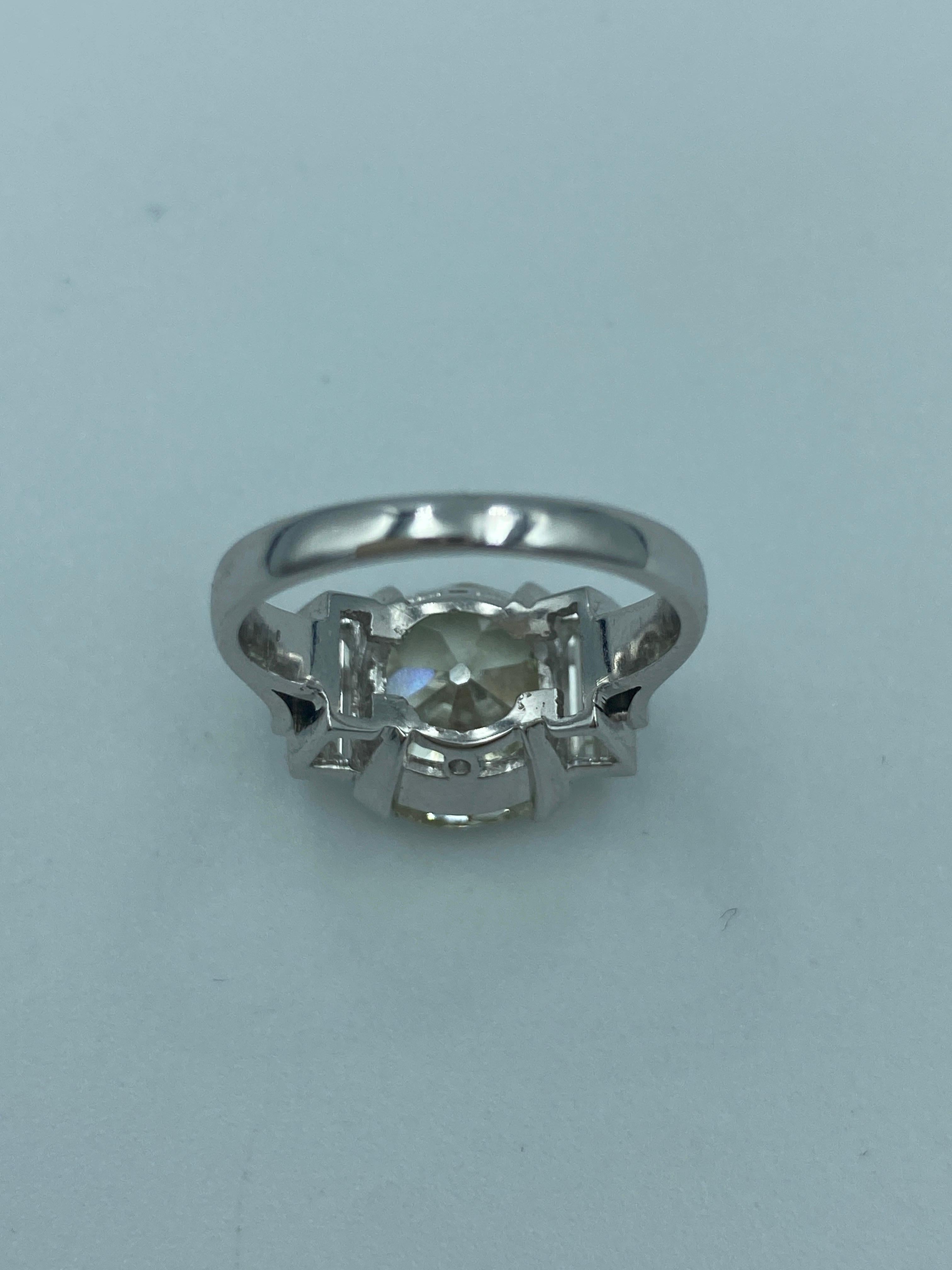 French 1890's platinum ring with old mine cut 4.82 ct centre stone  For Sale 1