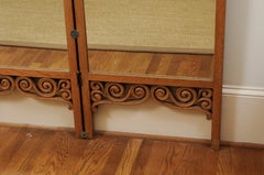 French 1890s Three-Part Carved and Mirrored Dressing Screen with Sun Mascaron