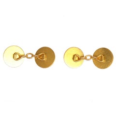 French 18ct Gold Round Emerald Cufflinks, 1960s