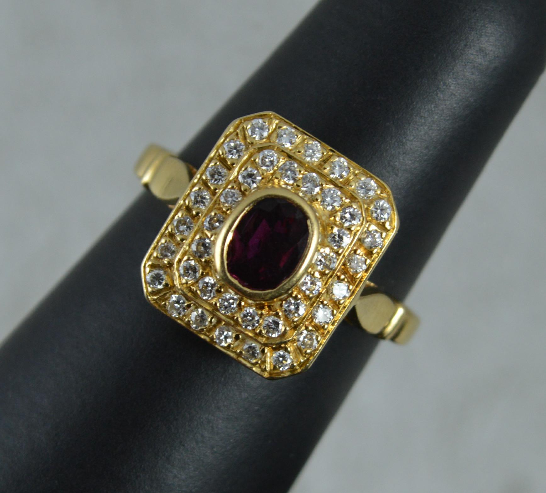 French 18 Carat Gold Ruby and Diamond Cluster Ring 4