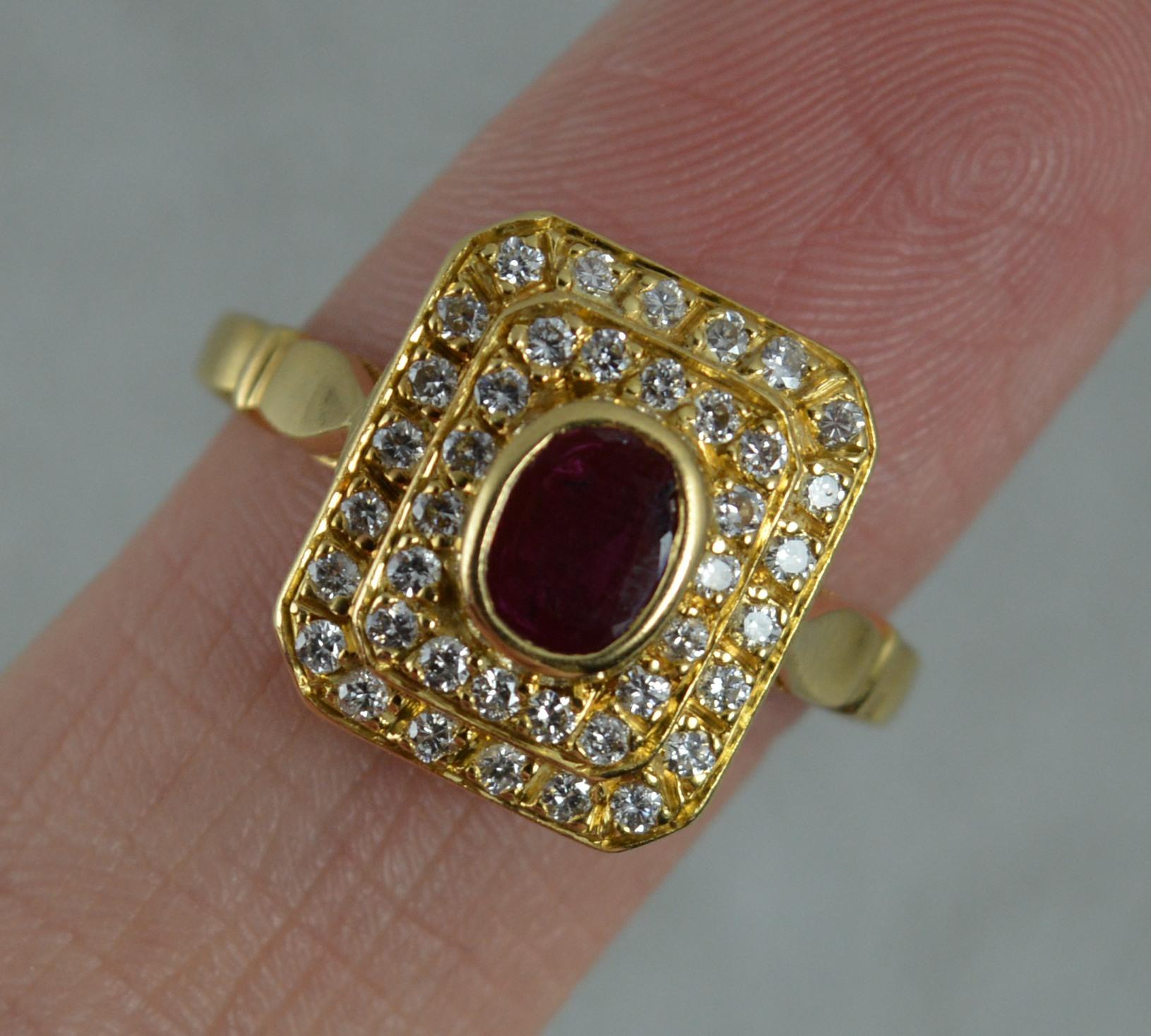 Art Deco French 18 Carat Gold Ruby and Diamond Cluster Ring
