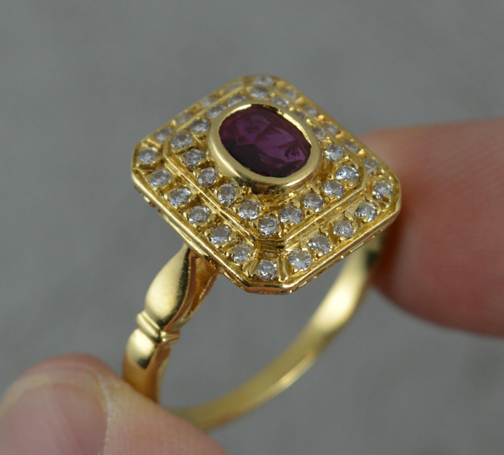 French 18 Carat Gold Ruby and Diamond Cluster Ring In Excellent Condition In St Helens, GB