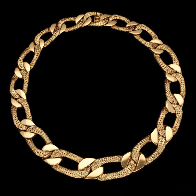 French 18 Carat Gold Necklace Woven/Polished Curb Gourmette by Cartier