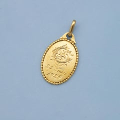 French 18k Cute Angel Raphael medal - Vintage Solid yellow Gold Pendant - Cherub
