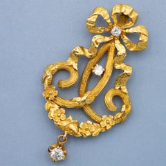 French 18k extraordinary Art Nouveau pendant - 18 ct solid gold - Floral design