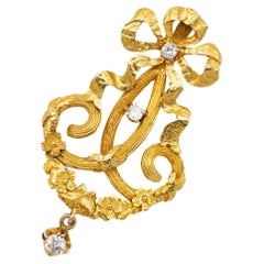 Antique French 18k extraordinary Art Nouveau pendant - 18 ct solid gold - Floral design
