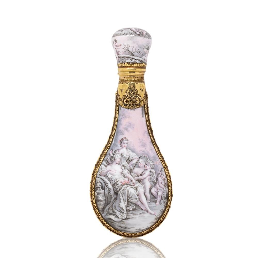 Belle Époque Bottiglia di profumo francese in oro 18k e smalto in vendita