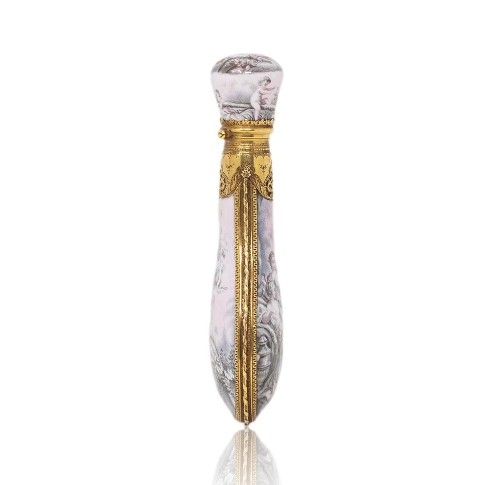 Bottiglia di profumo francese in oro 18k e smalto In condizioni buone in vendita a Newark, England