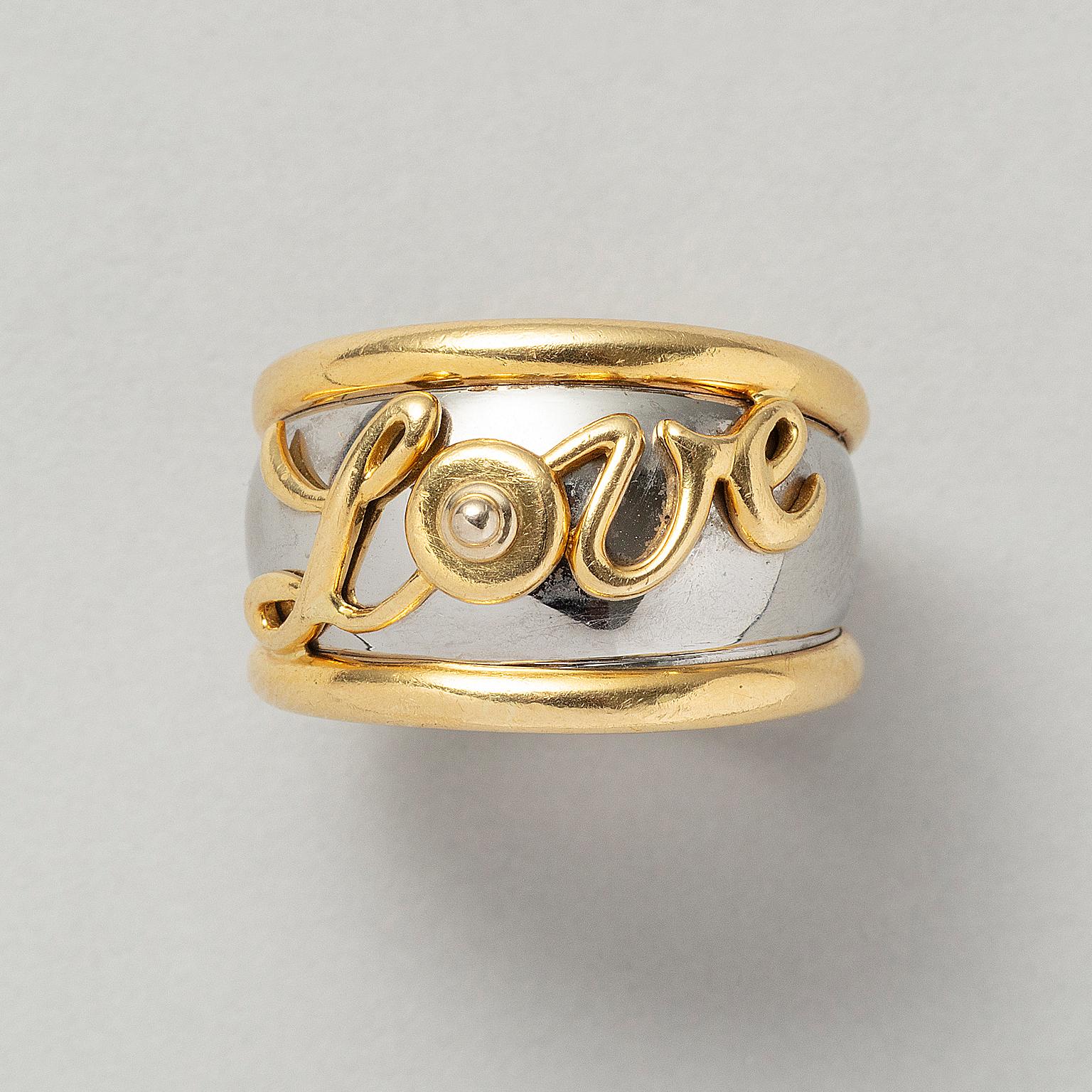 Anello francese LOVE in oro e acciaio 18k di Pery & Fils In condizioni buone in vendita a Amsterdam, NL