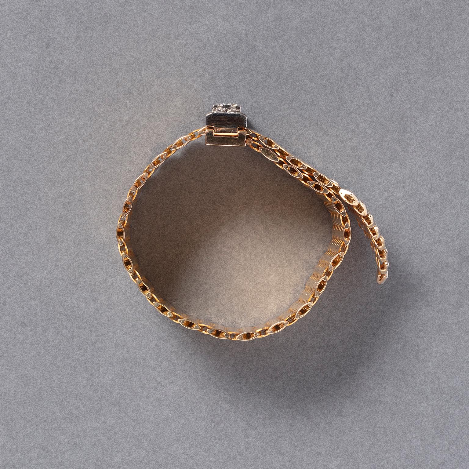 da uomo o donna Bracciale francese con fibbia in oro 18k e diamanti in vendita