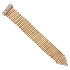 French 18k Gold Buckle Bracelet with Diamonds