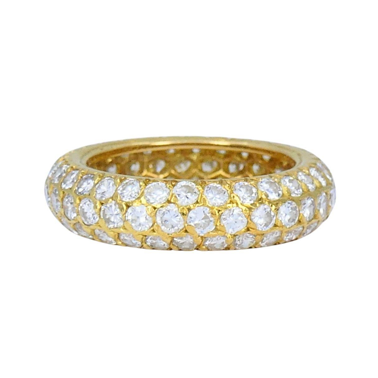 Taglio brillante Anello Vintage francese con diamanti in oro 18 carati in vendita