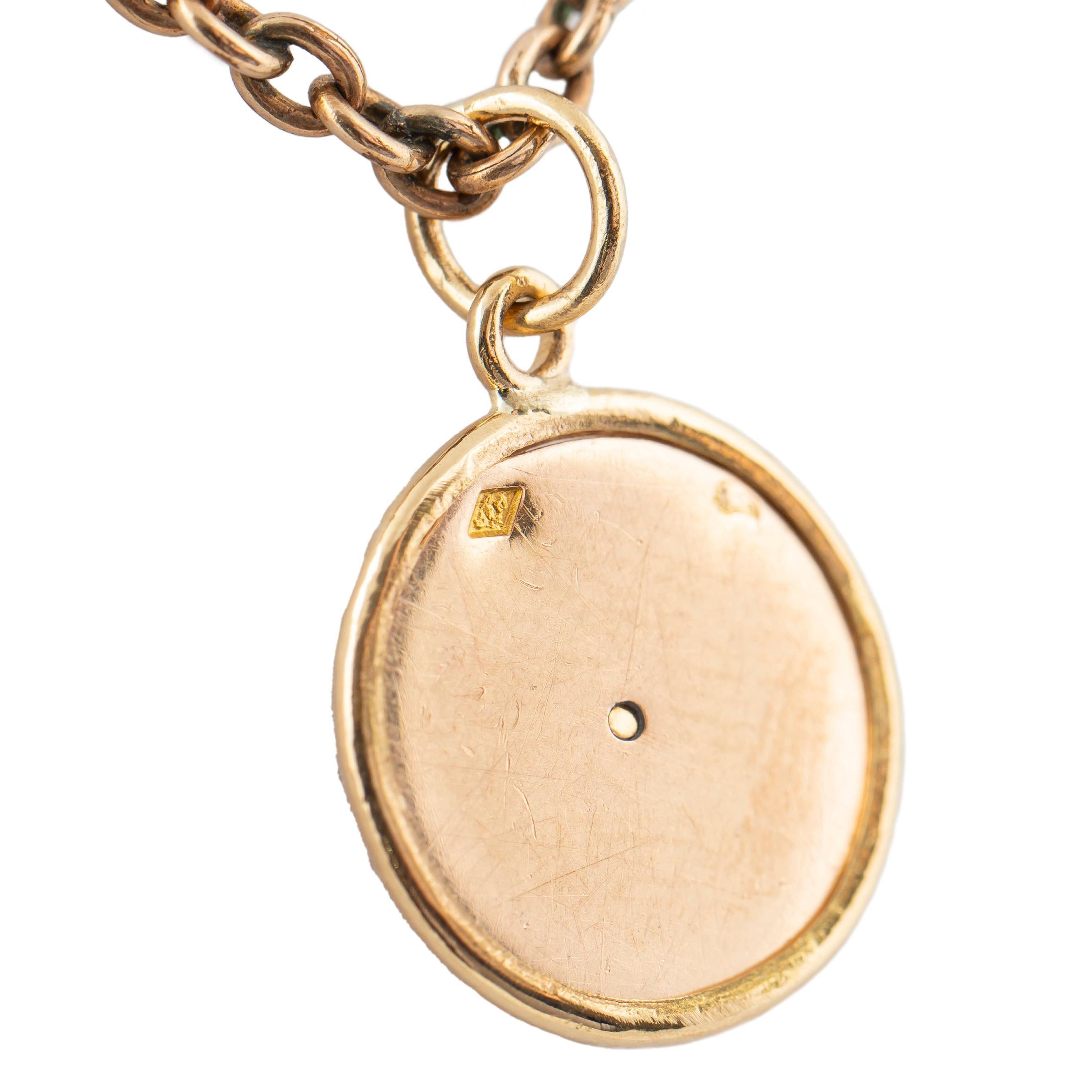 Classical Greek French 18k Gold Disc Pendant Paris by Marie Betteley For Sale