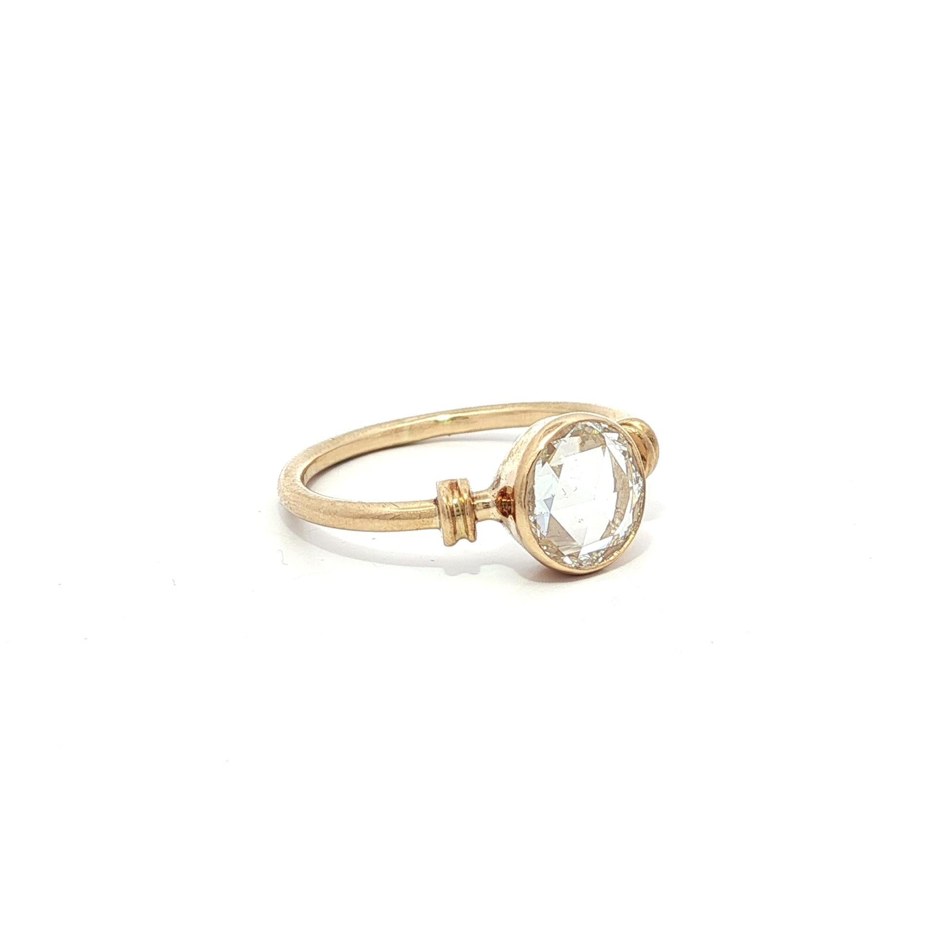 Anello solitario in oro francese 18k GIA 1,01ct E VS2 con castone rotondo di diamanti rosa in vendita 9