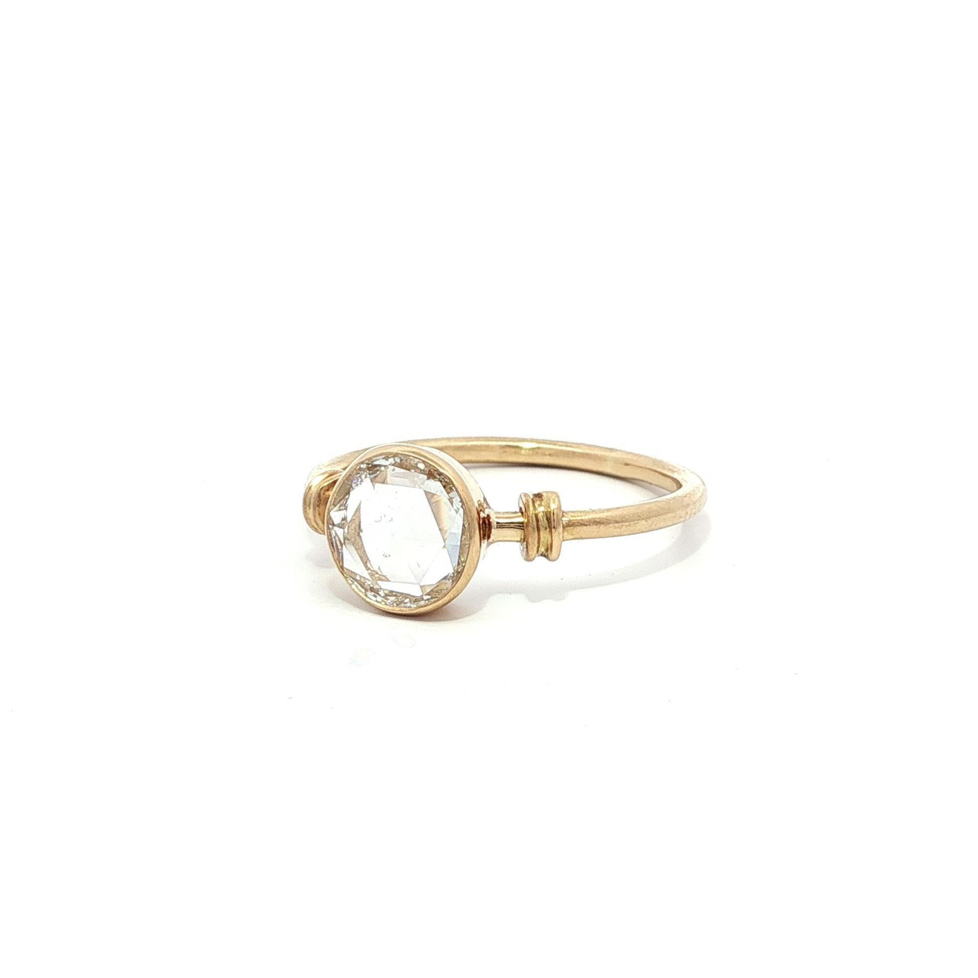 Anello solitario in oro francese 18k GIA 1,01ct E VS2 con castone rotondo di diamanti rosa in vendita 11