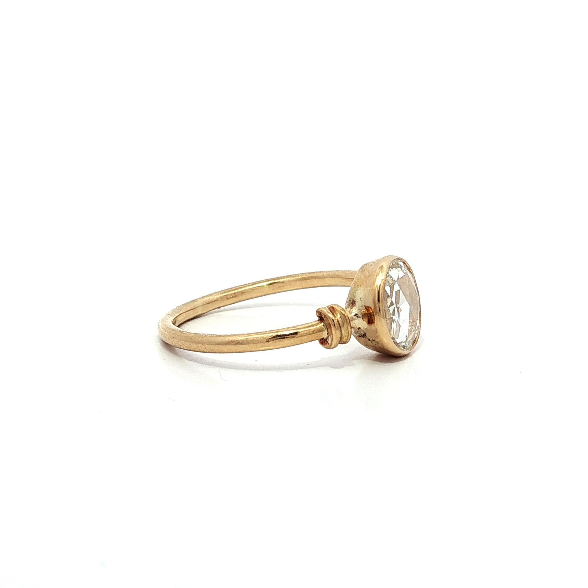 Anello solitario in oro francese 18k GIA 1,01ct E VS2 con castone rotondo di diamanti rosa in vendita 13