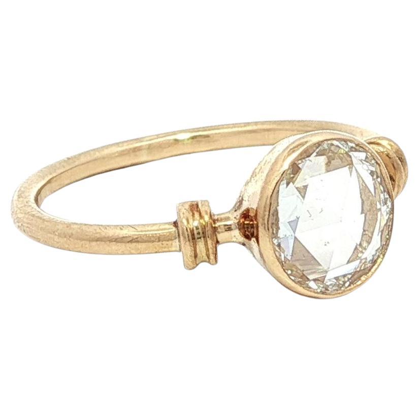 Anello solitario in oro francese 18k GIA 1,01ct E VS2 con castone rotondo di diamanti rosa in vendita