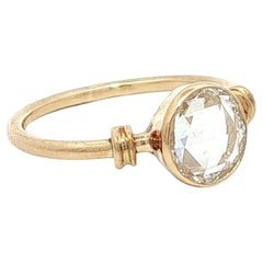 Anello solitario in oro francese 18k GIA 1,01ct E VS2 con castone rotondo di diamanti rosa