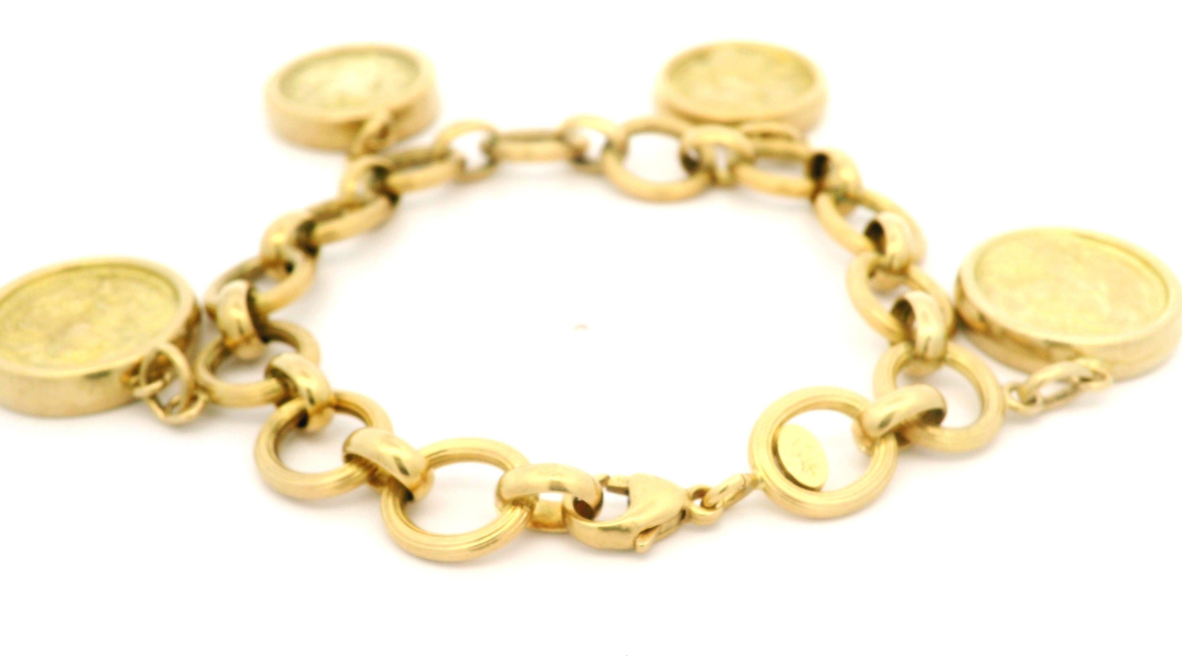 Bracciale francese in oro 18 carati con cammeo ritratto e charm a doppia faccia con cavo testurizzato in vendita 6