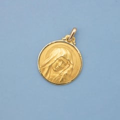 French 18k gold Virgin Mary charm - Estate French pendant - Vintage religious