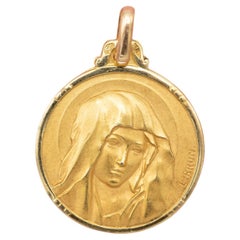 French 18k gold Virgin Mary charm - Estate French pendant - Vintage religious