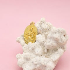 Médaille ovale double face française 18K - Or jaune massif 18 ct  - Breloque catholique