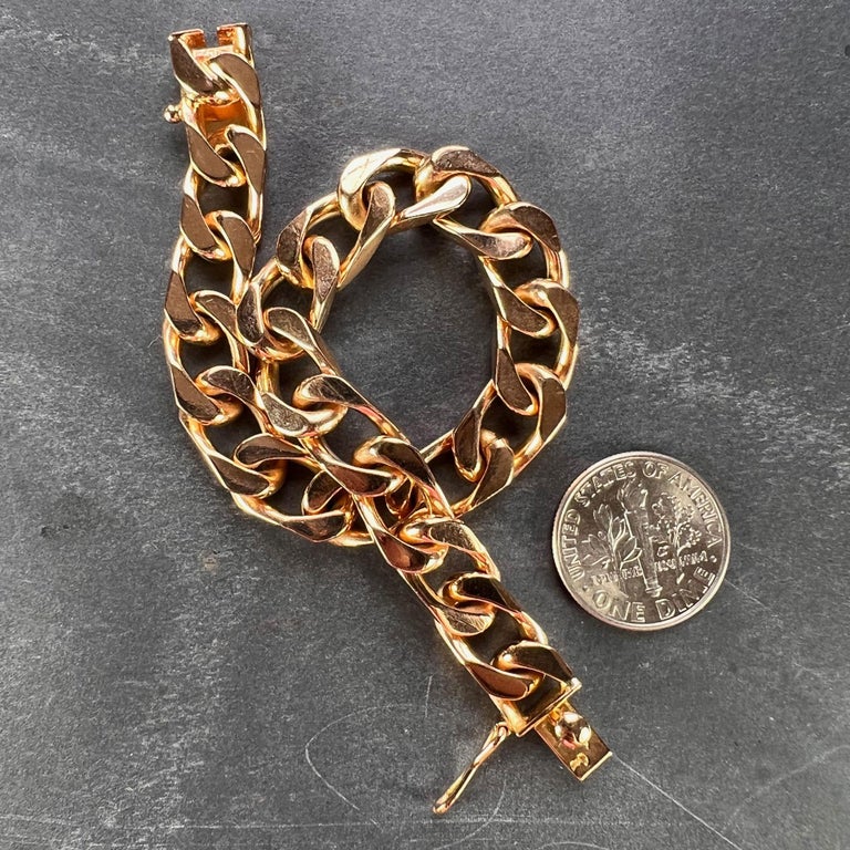 French 18K Rose Gold Curb Link Bracelet 8