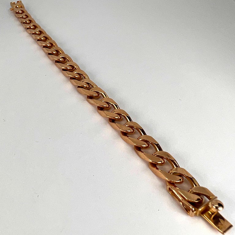 French 18K Rose Gold Curb Link Bracelet 9