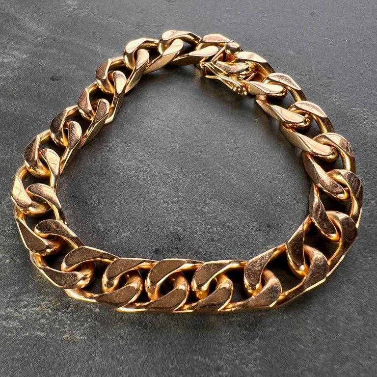 French 18K Rose Gold Curb Link Bracelet In Good Condition In London, GB