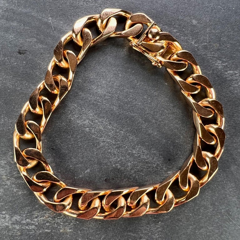 Women's or Men's French 18K Rose Gold Curb Link Bracelet