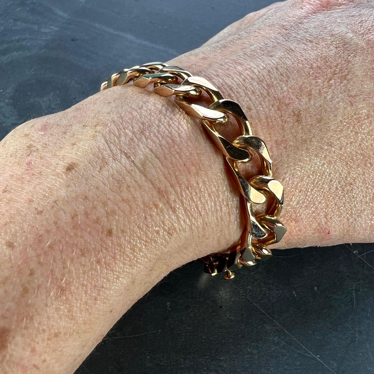 French 18K Rose Gold Curb Link Bracelet 3