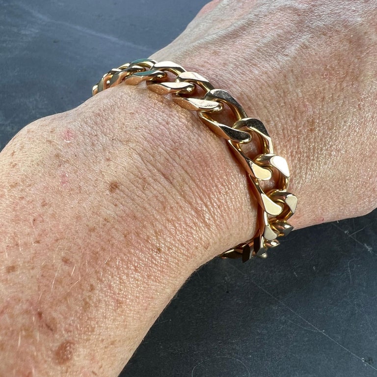 French 18K Rose Gold Curb Link Bracelet 4