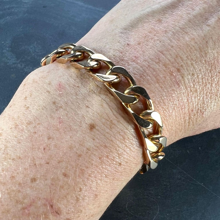 French 18K Rose Gold Curb Link Bracelet 5