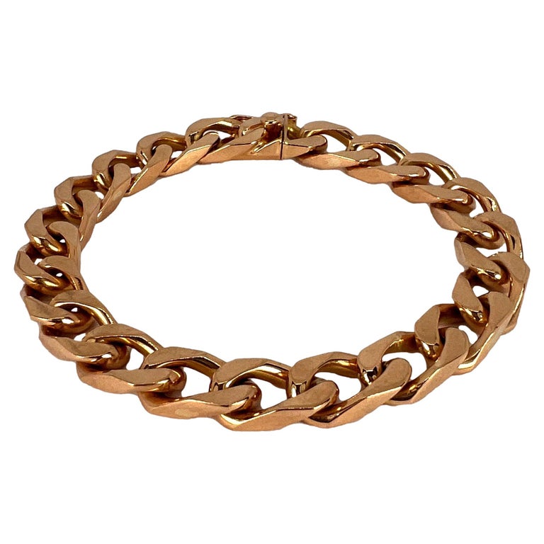 French 18K Rose Gold Curb Link Bracelet
