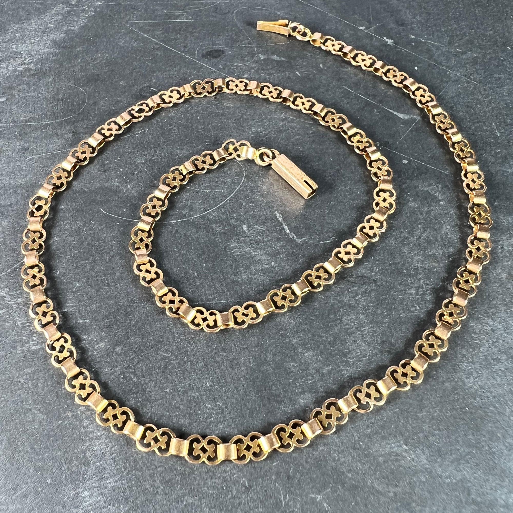 French 18K Rose Gold Fancy Link Chain Necklace In Good Condition For Sale In London, GB