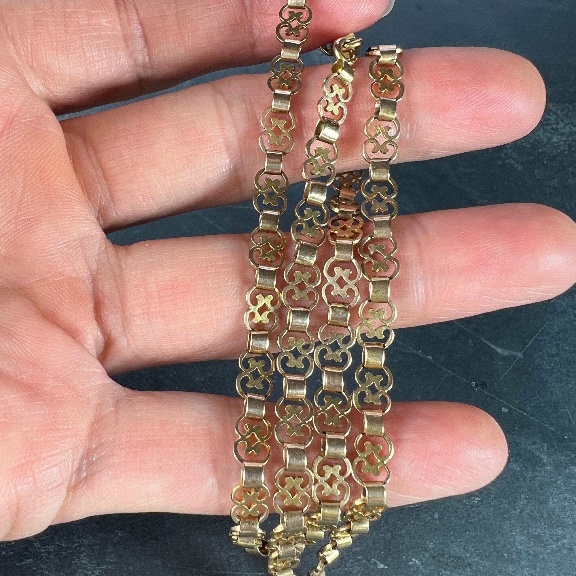 French 18K Rose Gold Fancy Link Chain Necklace For Sale 3